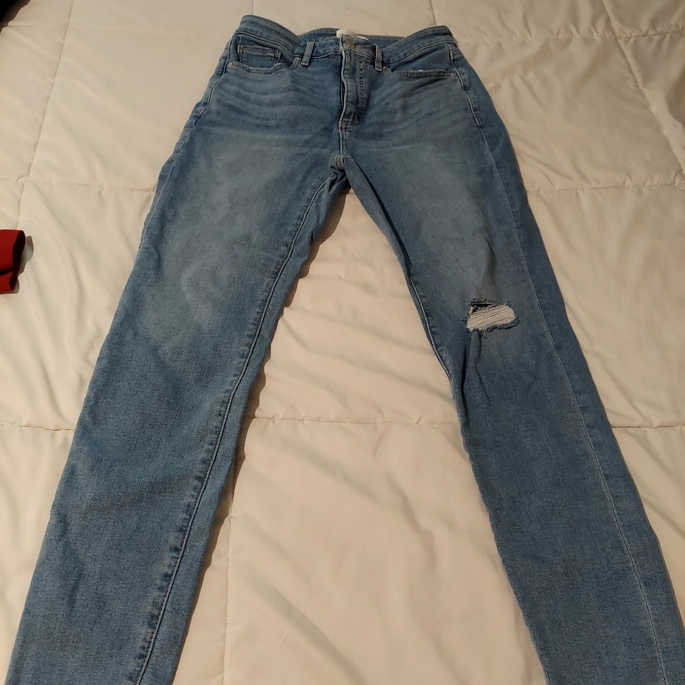 Loft Light Blue Distressed Women Jeans, Size 6